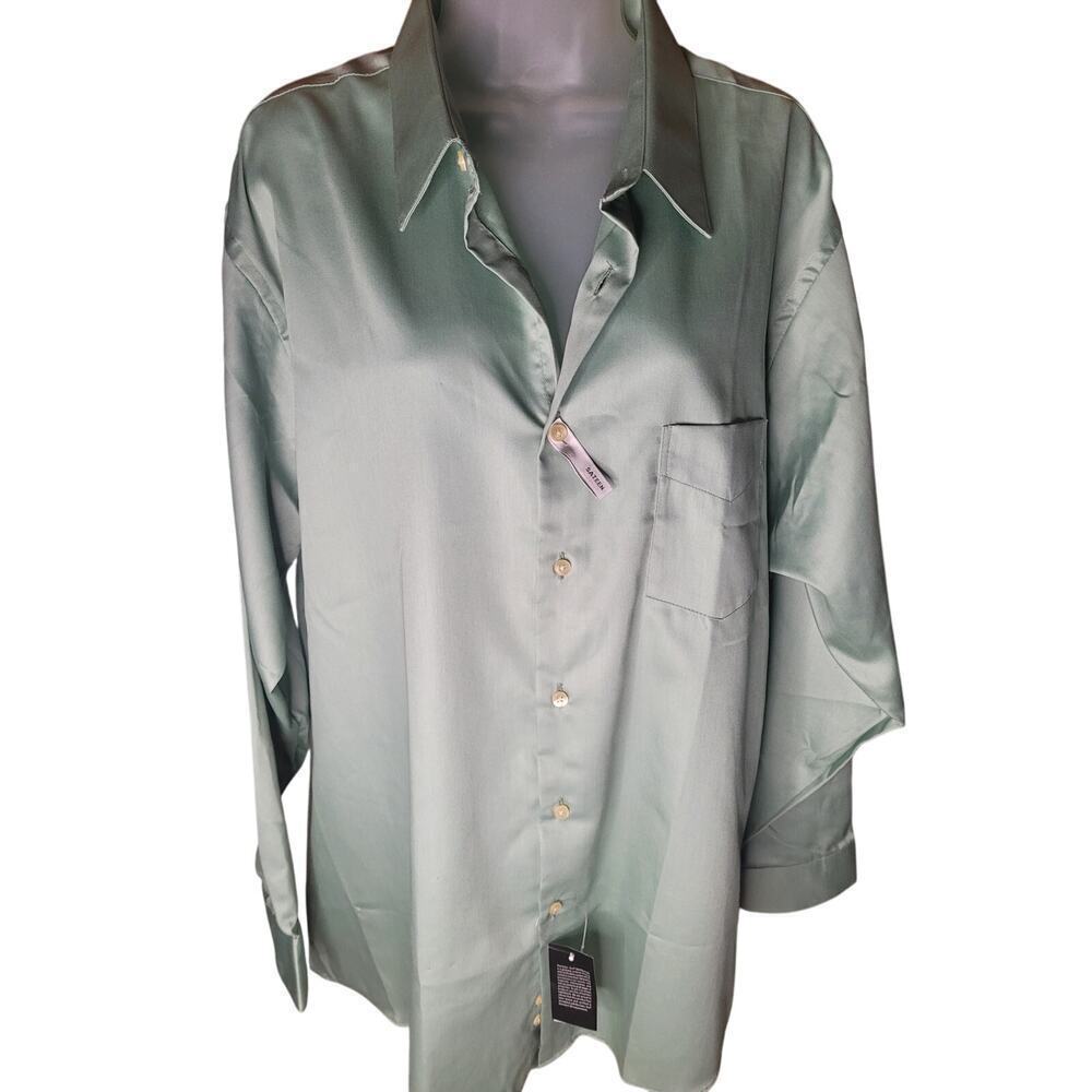 Geoffrey‎ Beene Mens Shirt Long Sleeve Olive Green No Wrinkle NWT XL